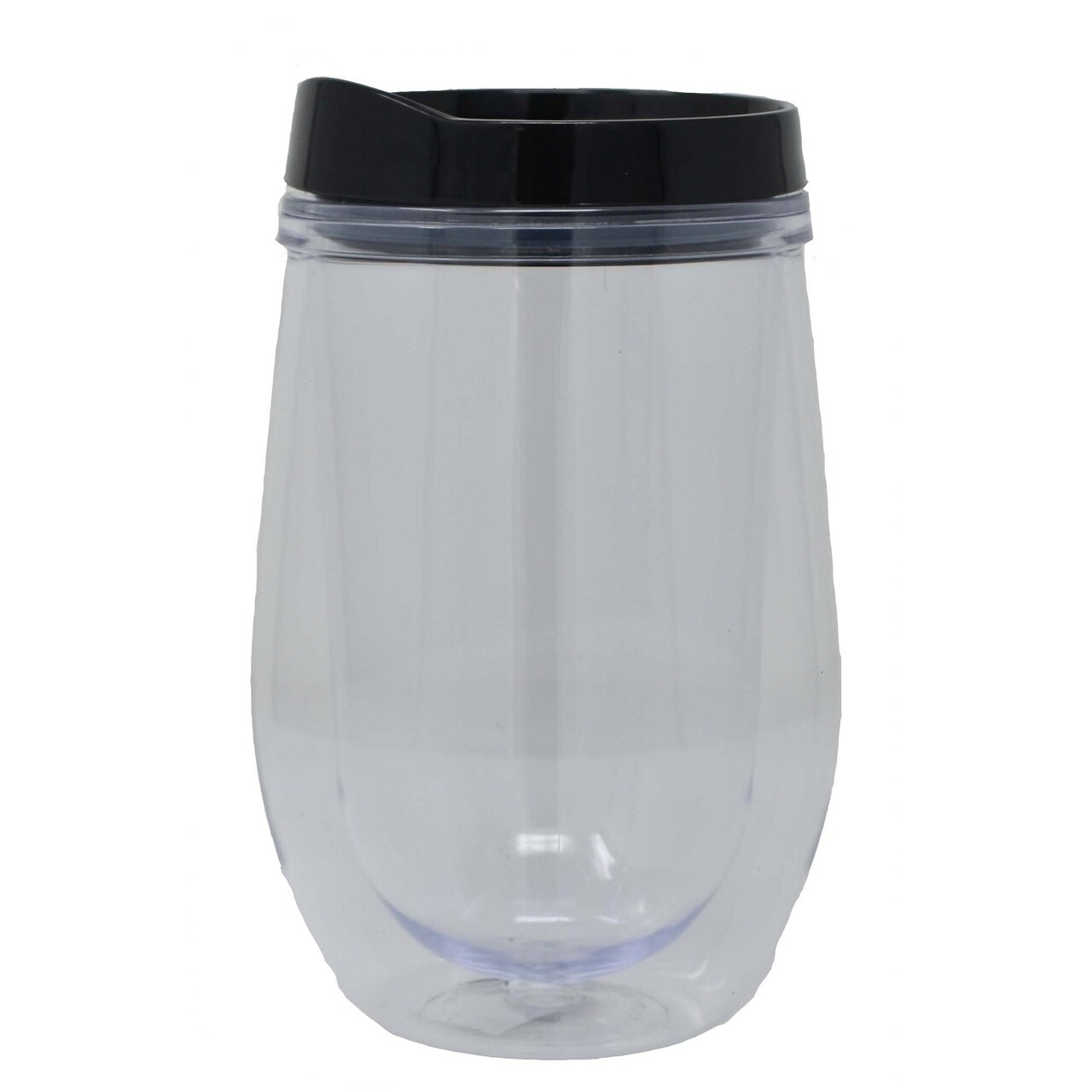 GC Home & Garden 6.13" Clear and Black Double-Wall Tumbler with Removable Lid 12 oz